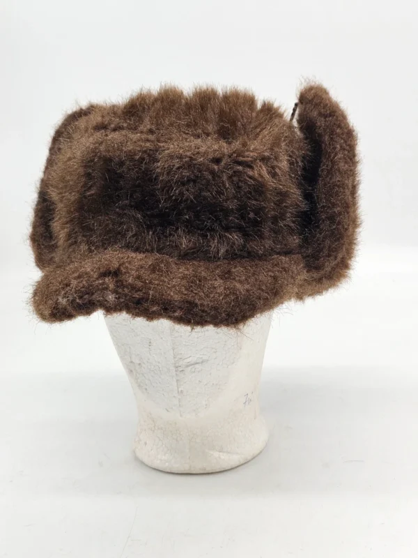 Czapka zimowa uszatka vintage brązowa na zimę o 21 cm