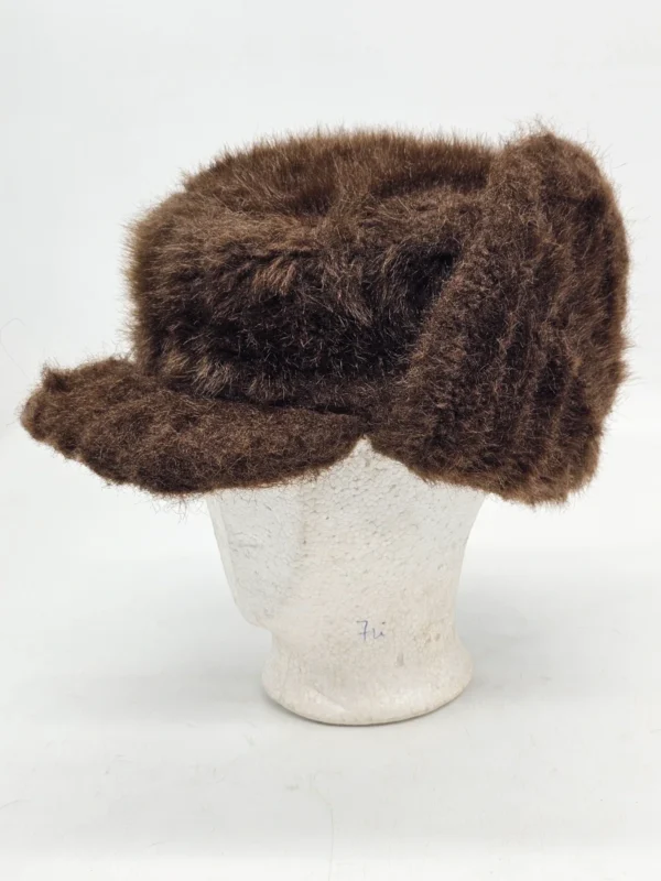 Czapka zimowa uszatka vintage brązowa na zimę o 21 cm