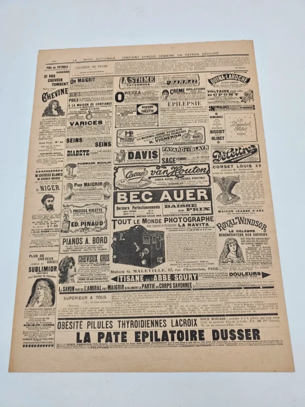 La Mode Nationale – oryginalna francuska gazeta modowa z 26 listopada 1898 roku