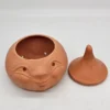 Ceramiczny pojemnik z twarzą PRL ludowy vintage z pokrywką