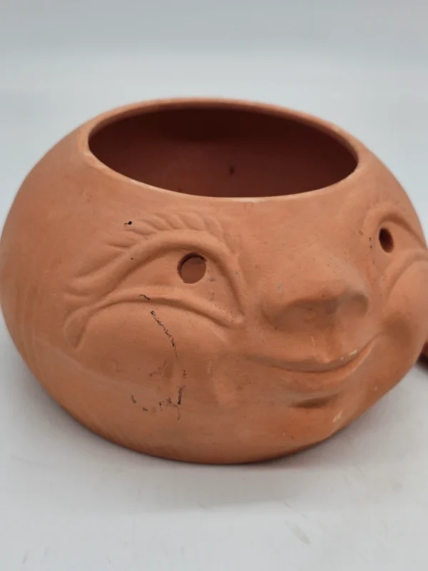 Ceramiczny pojemnik z twarzą PRL ludowy vintage z pokrywką