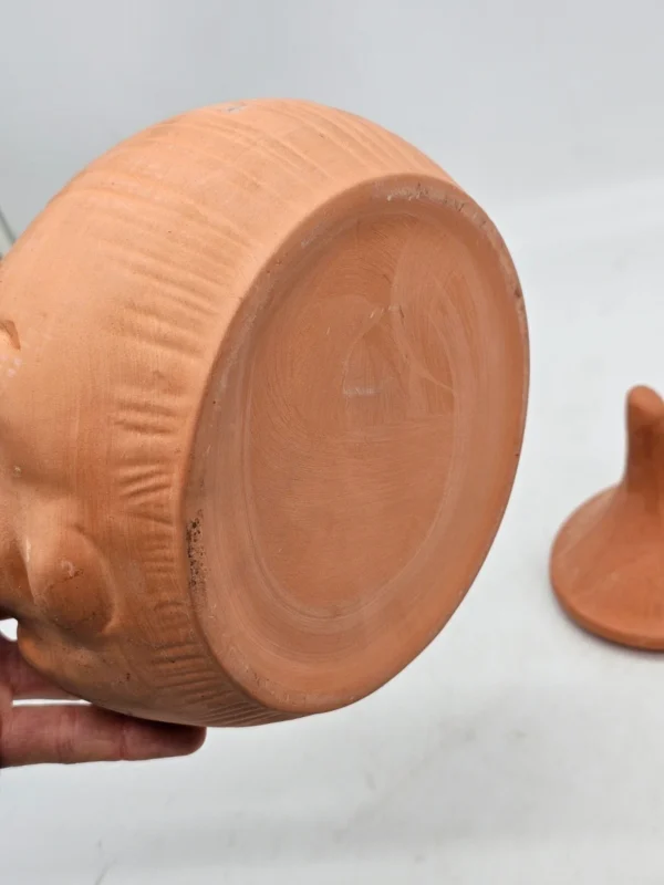 Ceramiczny pojemnik z twarzą PRL ludowy vintage z pokrywką