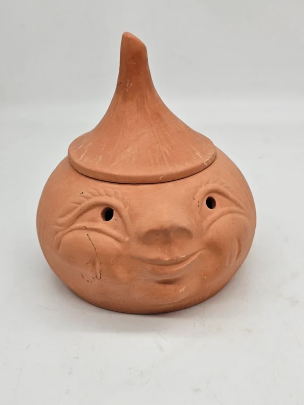 Ceramiczny pojemnik z twarzą PRL ludowy vintage z pokrywką