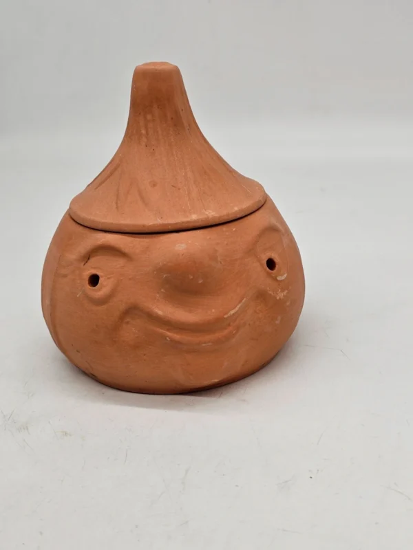 Ceramiczny pojemnik z twarzą PRL ludowy vintage z pokrywką