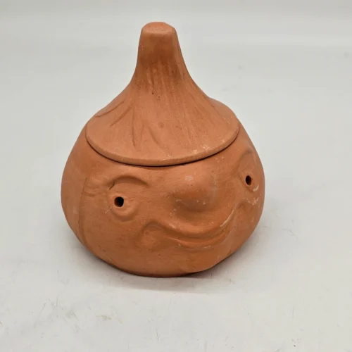 Ceramiczny pojemnik z twarzą PRL ludowy vintage z pokrywką