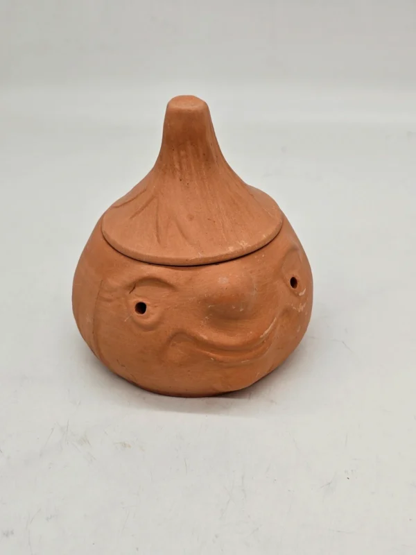 Ceramiczny pojemnik z twarzą PRL ludowy vintage z pokrywką