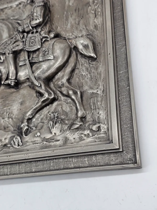 Metalowa płaskorzeźba Herzogtum Württemberg Jazda Gwardii 1780 Steinlaub