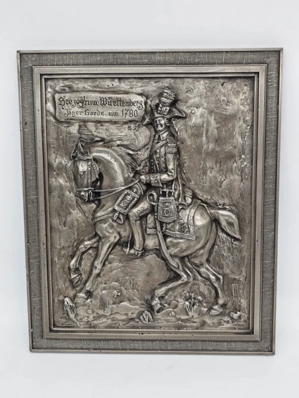 Metalowa płaskorzeźba Herzogtum Württemberg Jazda Gwardii 1780 Steinlaub