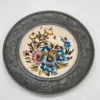 Owalny obrazek dekoracyjny kwiaty metalowa rama Ø 23 cm