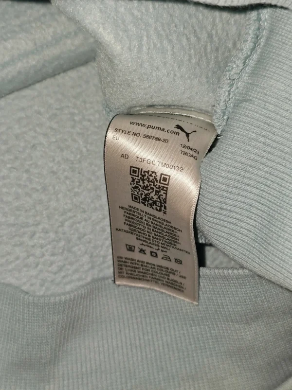 Bluza Puma XL – błękitna, logo z przodu, 100% bawełna, 64×54 cm