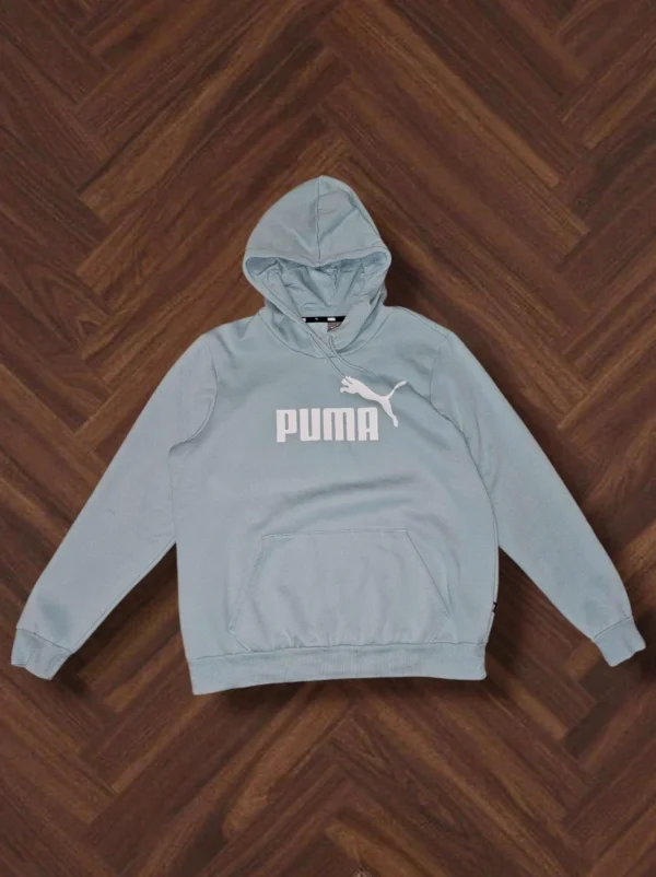Bluza Puma XL – błękitna, logo z przodu, 100% bawełna, 64×54 cm
