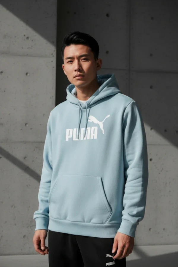 Bluza Puma XL – błękitna, logo z przodu, 100% bawełna, 64×54 cm