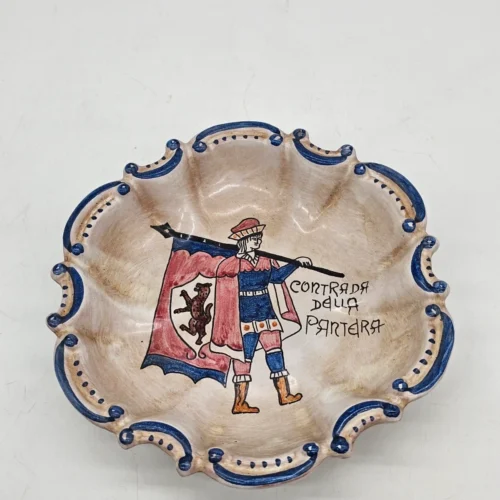 Dekoracyjny talerz ścienny C.A.F.F. Gubbio Italy ręcznie malowany Ø 19 cm