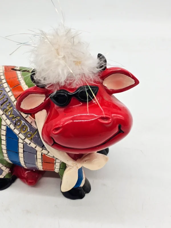 Skarbonka ceramiczna krowa Hollywood pamiątka USA kolorowa retro