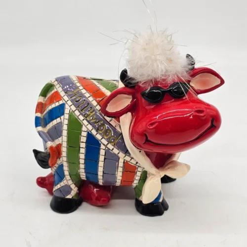 Skarbonka ceramiczna krowa Hollywood pamiątka USA kolorowa retro