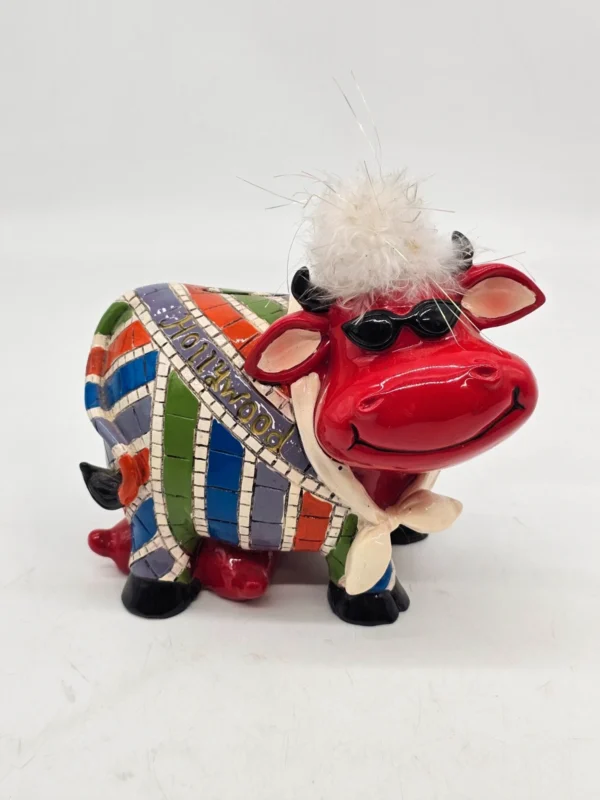 Skarbonka ceramiczna krowa Hollywood pamiątka USA kolorowa retro
