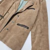 Beżowa marynarka skórzana z naturalnego zamszu – Smooth Collection – retro elegancja (rozmiar L+)