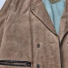 Beżowa marynarka skórzana z naturalnego zamszu – Smooth Collection – retro elegancja (rozmiar L+)