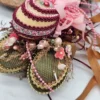 Dekoracyjne jajka wielkanocne handmade wosk i tkanina komplet 2 sztuki