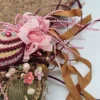 Dekoracyjne jajka wielkanocne handmade wosk i tkanina komplet 2 sztuki