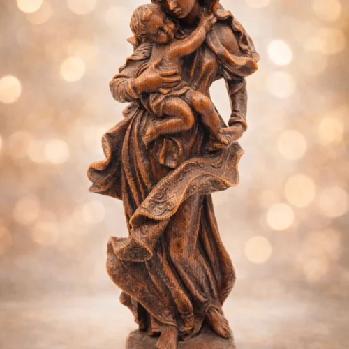 Figura Matka z Dzieckiem rzeźba dekoracyjna z wosku styl sakralny 49 cm