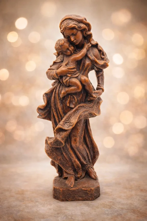 Figura Matka z Dzieckiem rzeźba dekoracyjna z wosku styl sakralny 49 cm