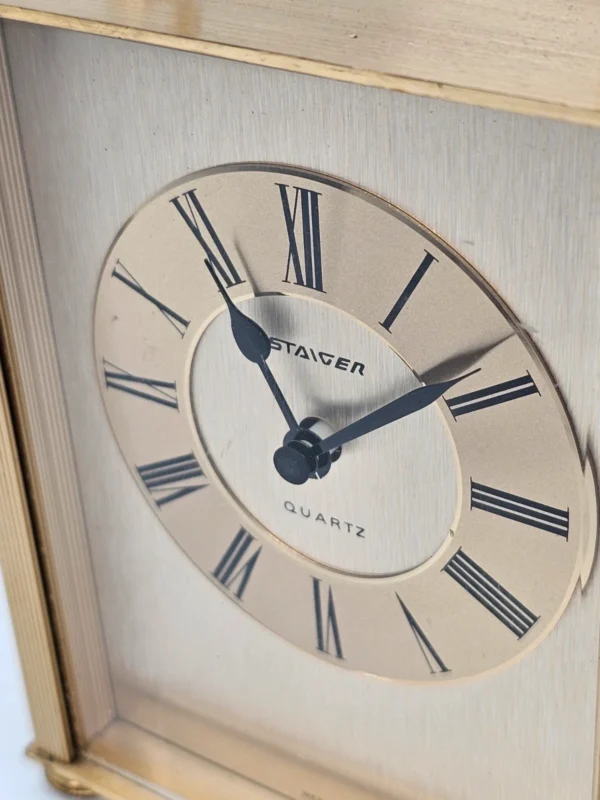 Zegar stołowy kominkowy Staiger quartz mosiądz W Germany retro vintage