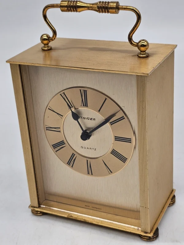 Zegar stołowy kominkowy Staiger quartz mosiądz W Germany retro vintage