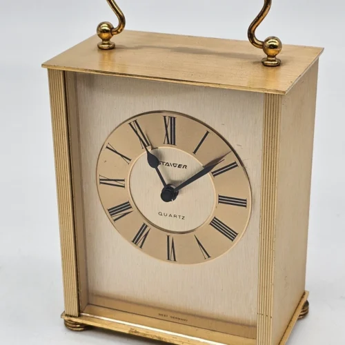Zegar stołowy kominkowy Staiger quartz mosiądz W Germany retro vintage
