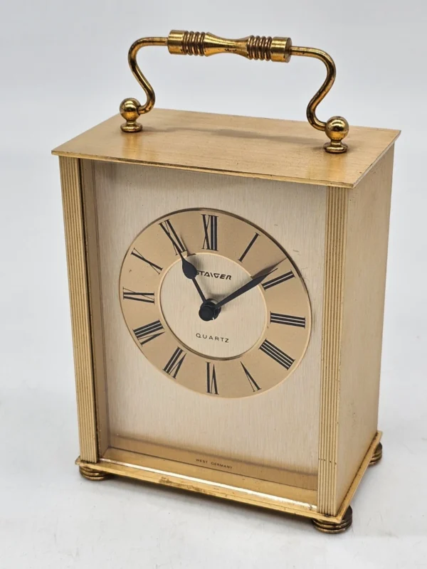 Zegar stołowy kominkowy Staiger quartz mosiądz W Germany retro vintage