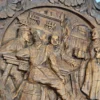 Plakieta ścienna relief scena karczemna vintage średnica 23 cm