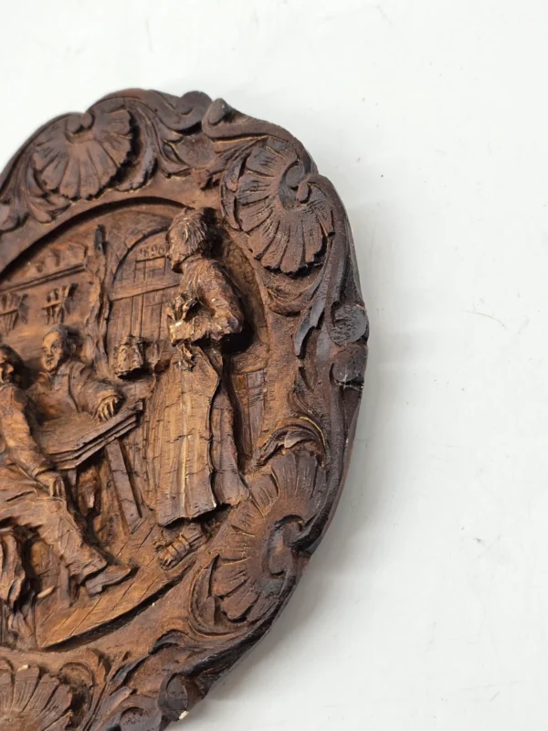 Plakieta ścienna relief scena karczemna vintage średnica 23 cm
