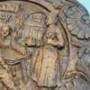 Plakieta ścienna relief scena karczemna vintage średnica 23 cm