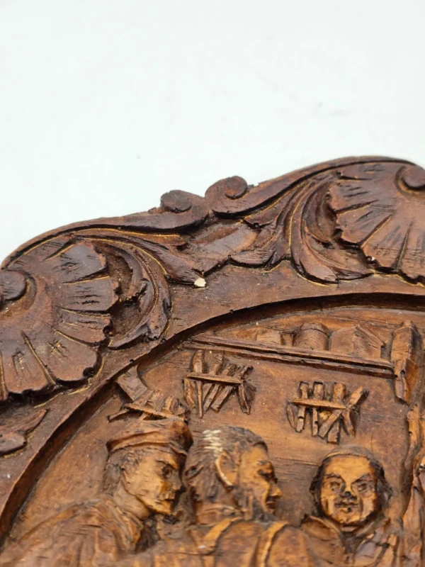 Plakieta ścienna relief scena karczemna vintage średnica 23 cm
