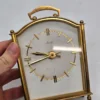 Zegar kominkowy stołowy Kundo styl vintage mosiądz quartz Niemcy 17 cm