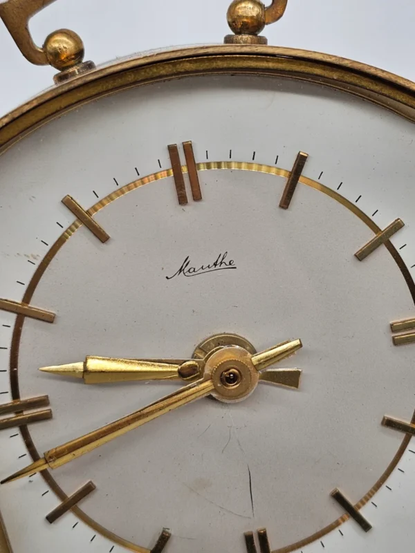 Zegar kominkowy stołowy Kundo styl vintage mosiądz quartz Niemcy 17 cm