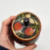 Rosyjski ręcznie malowany drewniany pojemnik z pokrywą 19 cm vintage