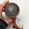 Rosyjski ręcznie malowany drewniany pojemnik z pokrywą 19 cm vintage