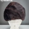 Czapka zimowa z prawdziwego futra ciemnobrązowa średnica 24 cm syntetyk 100% z lasu