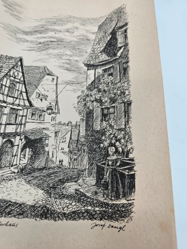 Autorska grafika tuszem Marbach am Neckar Schillerhaus Josef Sangel