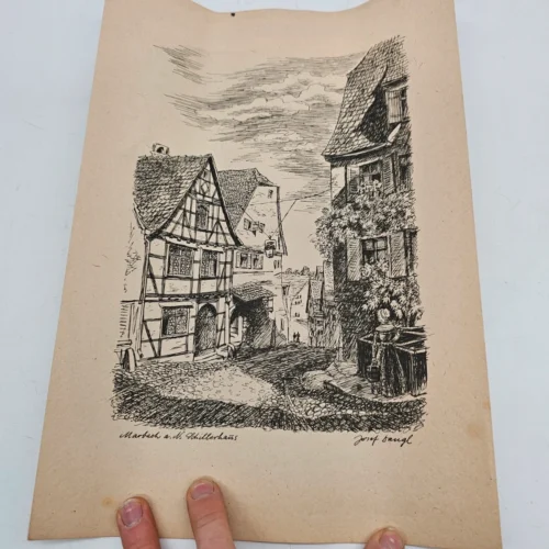 Autorska grafika tuszem Marbach am Neckar Schillerhaus Josef Sangel