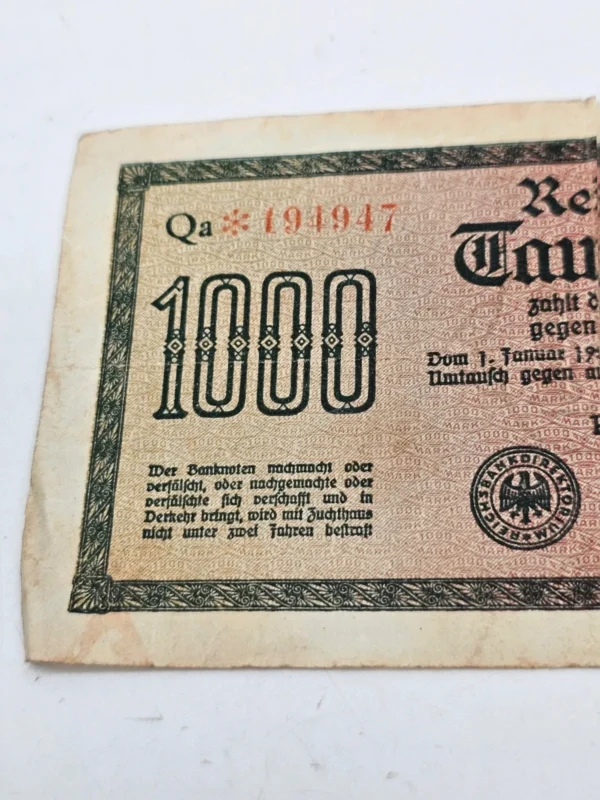 Zestaw Oryginalnych dokumentów i banknotów III Rzesza Reichsbahn Reichsbank