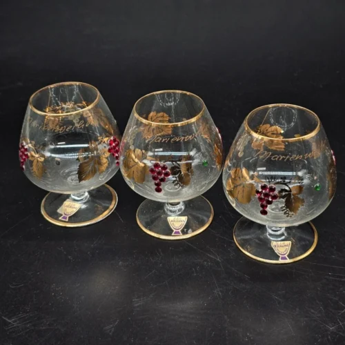 3x kieliszek böckling Neudenau złocone kryształki vintage Niemcy 9 cm