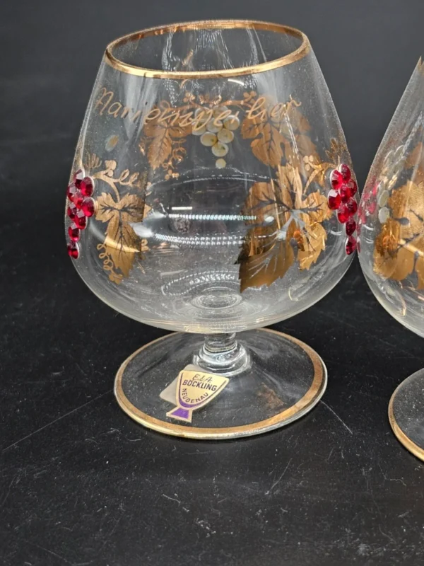 3x kieliszek böckling Neudenau złocone kryształki vintage Niemcy 9 cm