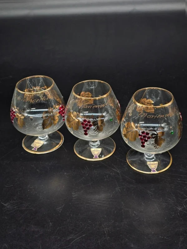 3x kieliszek böckling Neudenau złocone kryształki vintage Niemcy 9 cm