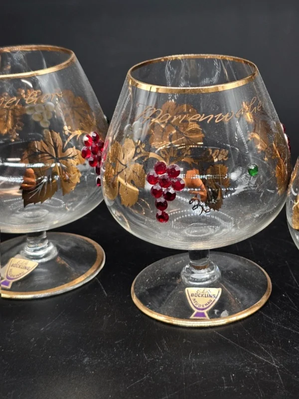 3x kieliszek böckling Neudenau złocone kryształki vintage Niemcy 9 cm