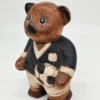 Drewniana figurka miś piłkarz z 1946 roku Ręcznie Rzeźbiona 25 cm