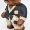Drewniana figurka miś piłkarz z 1946 roku Ręcznie Rzeźbiona 25 cm