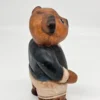 Drewniana figurka miś piłkarz z 1946 roku Ręcznie Rzeźbiona 25 cm