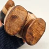 Drewniana figurka miś piłkarz z 1946 roku Ręcznie Rzeźbiona 25 cm